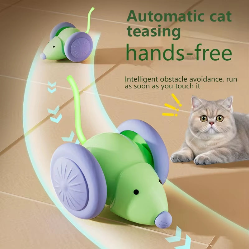 Pet Toys Interactive Cat Toy Electric Mouse Car - Mute Automatic Teaser with Intelligent Obstacle Avoidance Pet Toys